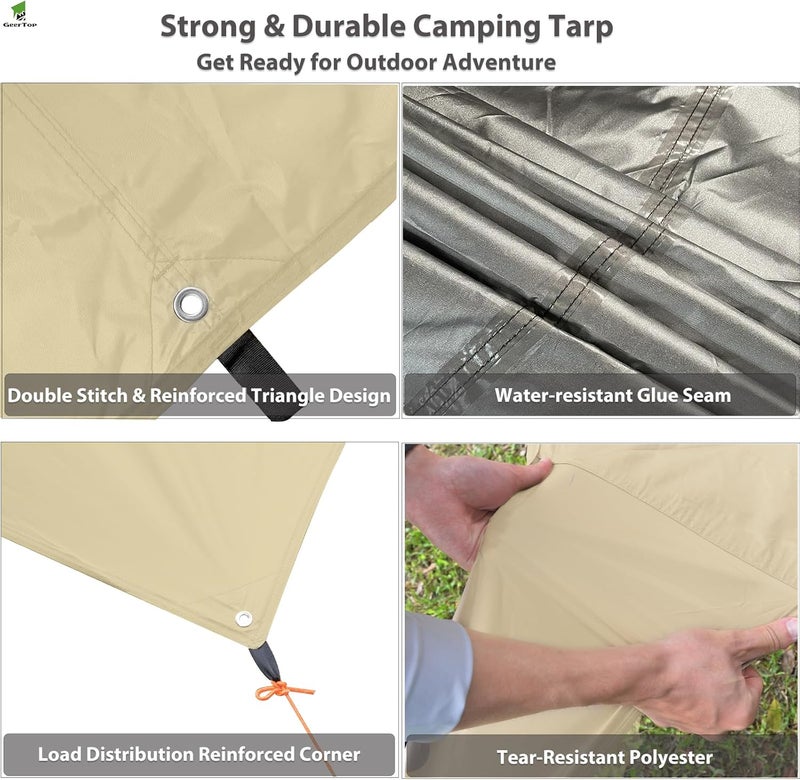 GEERTOP Portable Backpacking Tent Tarp 17 x 10 ft Large Hammock Rain Fly Tarp Shelter Camp Awning for Outdoor Travelling - No Includes Poles - Image 5